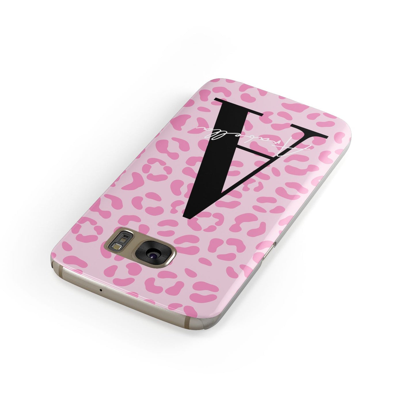 Personalised Pink Leopard Print Samsung Galaxy Case Front Close Up