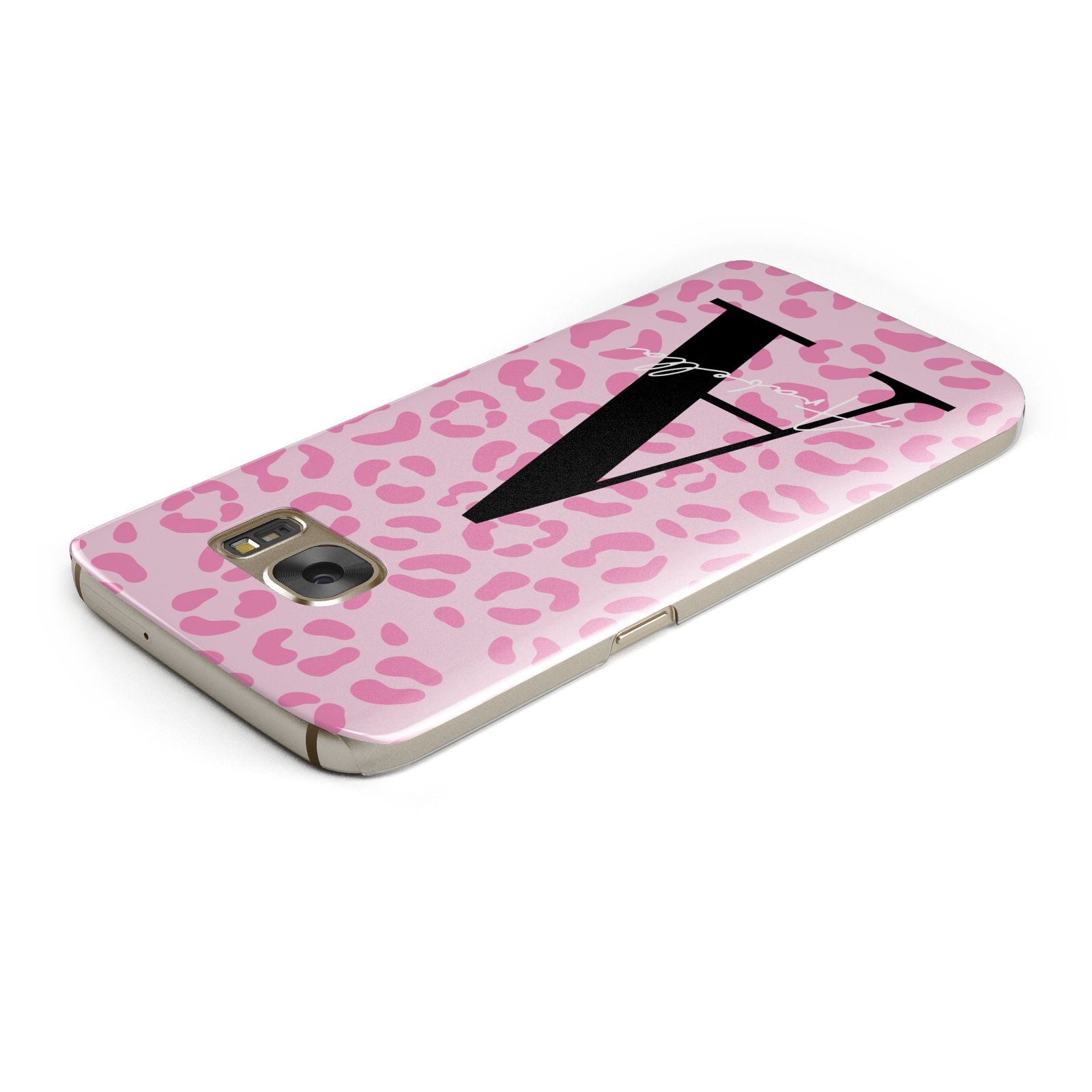 Personalised Pink Leopard Print Samsung Galaxy Case Top Cutout