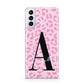 Personalised Pink Leopard Print Samsung S21 Plus Phone Case