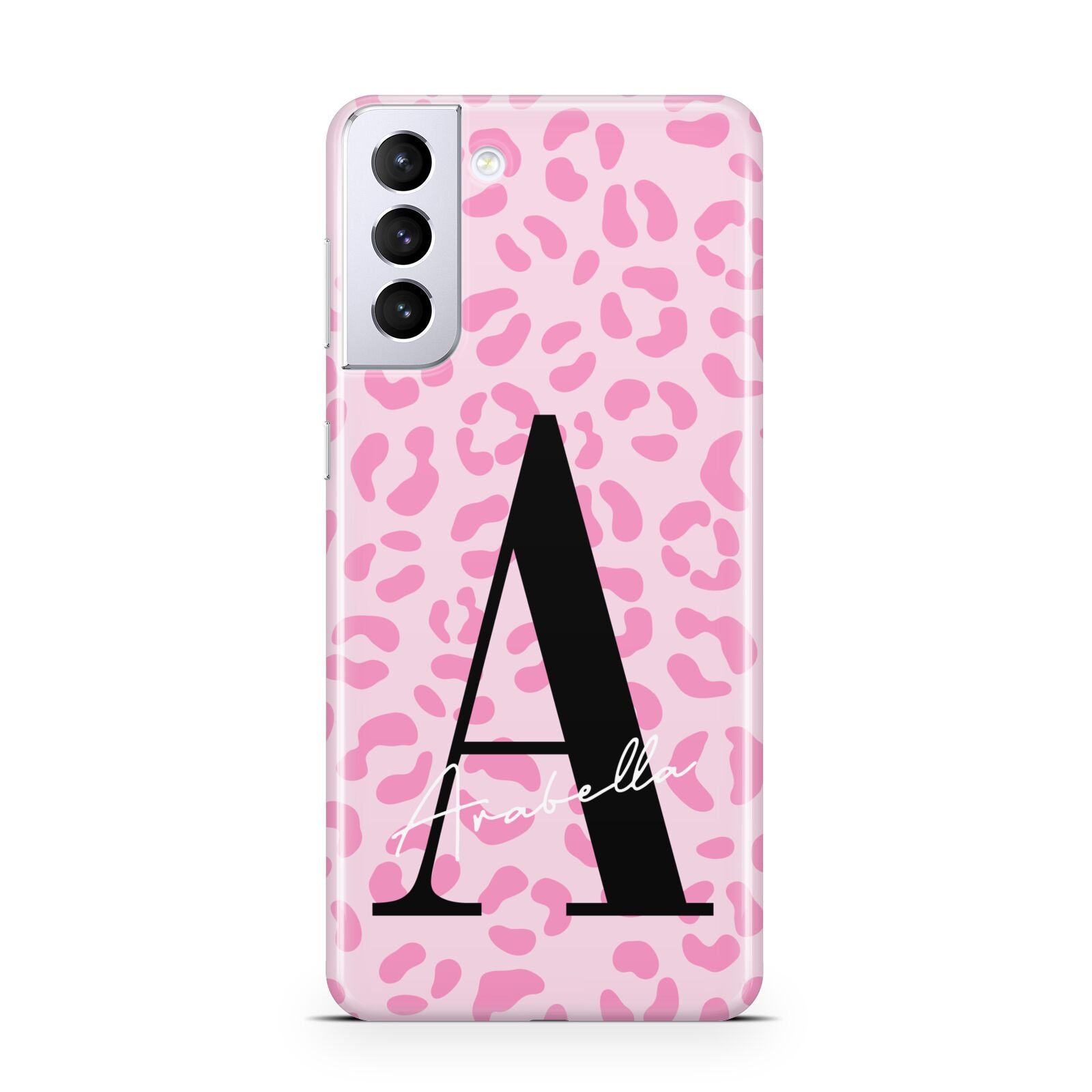 Personalised Pink Leopard Print Samsung S21 Plus Phone Case