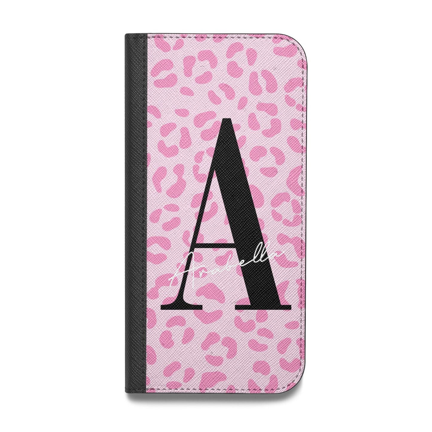 Personalised Pink Leopard Print Vegan Leather Flip Samsung Case