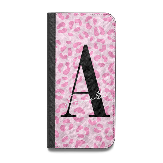 Personalised Pink Leopard Print Vegan Leather Flip Samsung Case