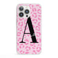 Personalised Pink Leopard Print iPhone 13 Pro Clear Bumper Case