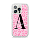 Personalised Pink Leopard Print iPhone 14 Pro Clear Tough Case Silver