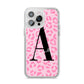 Personalised Pink Leopard Print iPhone 14 Pro Max Clear Tough Case Silver