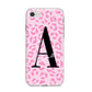 Personalised Pink Leopard Print iPhone 8 Bumper Case on Silver iPhone