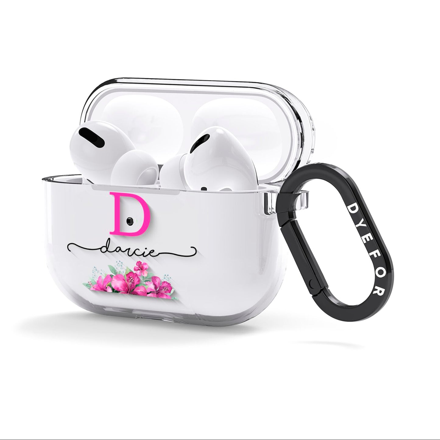 Personalised Pink Lilies AirPods Clear Case 3rd Gen Side Image