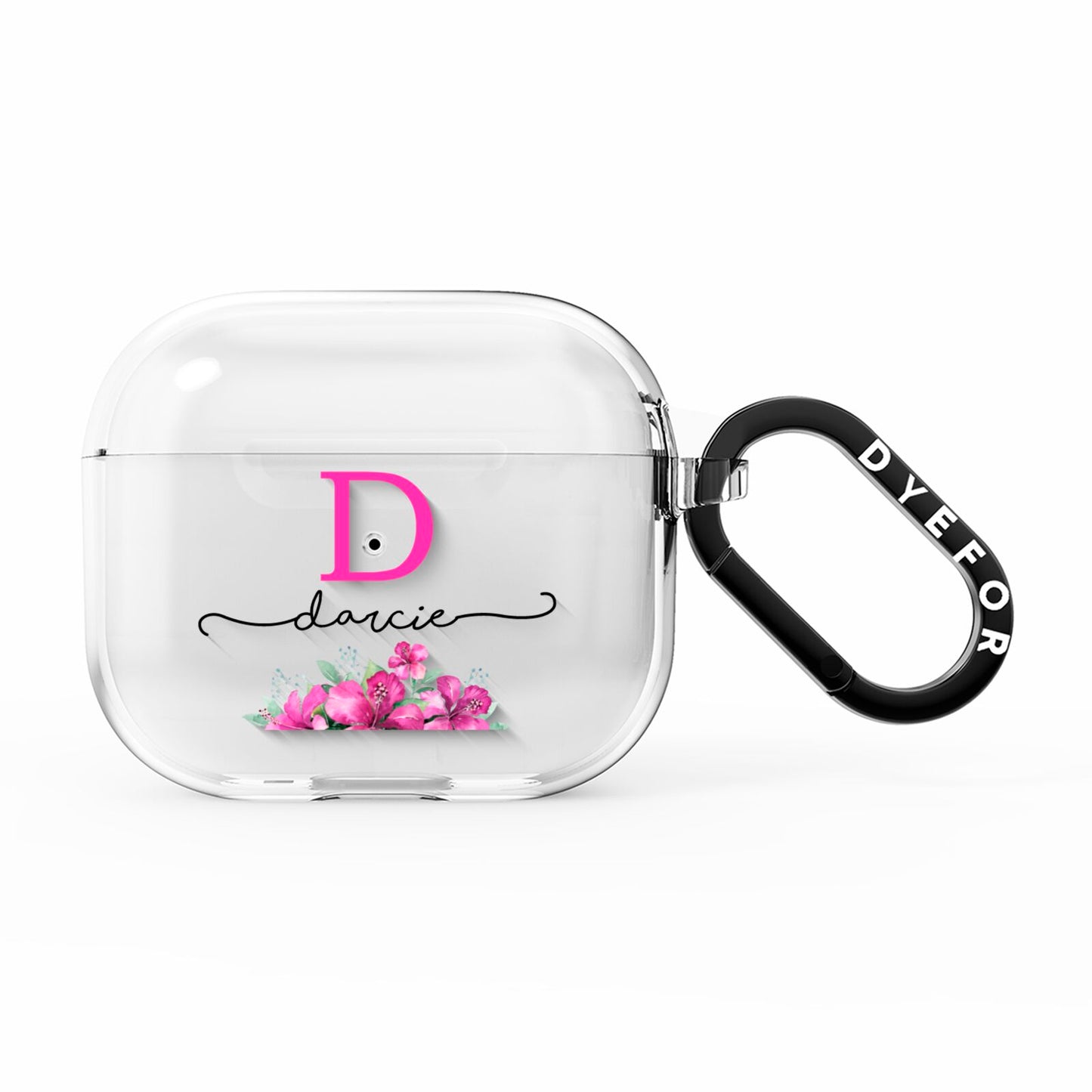 Personalised Pink Lilies AirPods Clear Case 3rd Gen