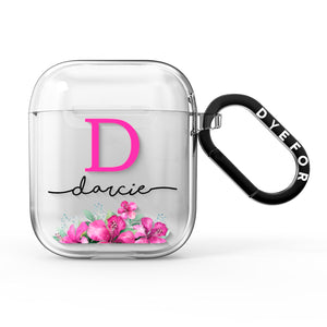 Personalised Pink Lilies AirPods Case