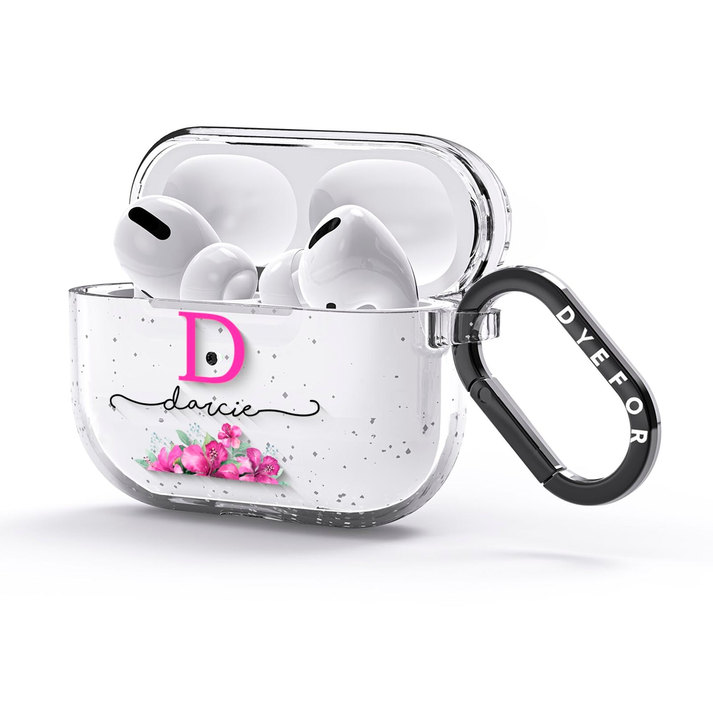 Personalised Pink Lilies AirPods Glitter Case 3rd Gen Side Image