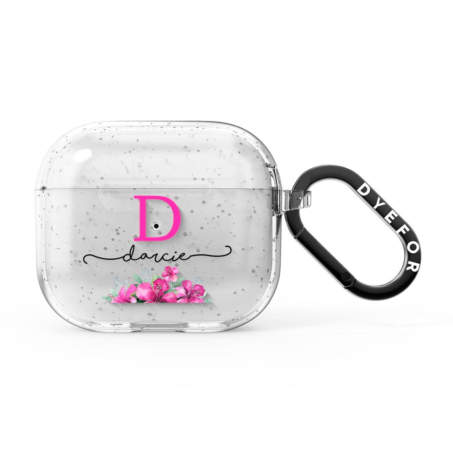 Personalised Pink Lilies AirPods Glitter Case 3rd Gen