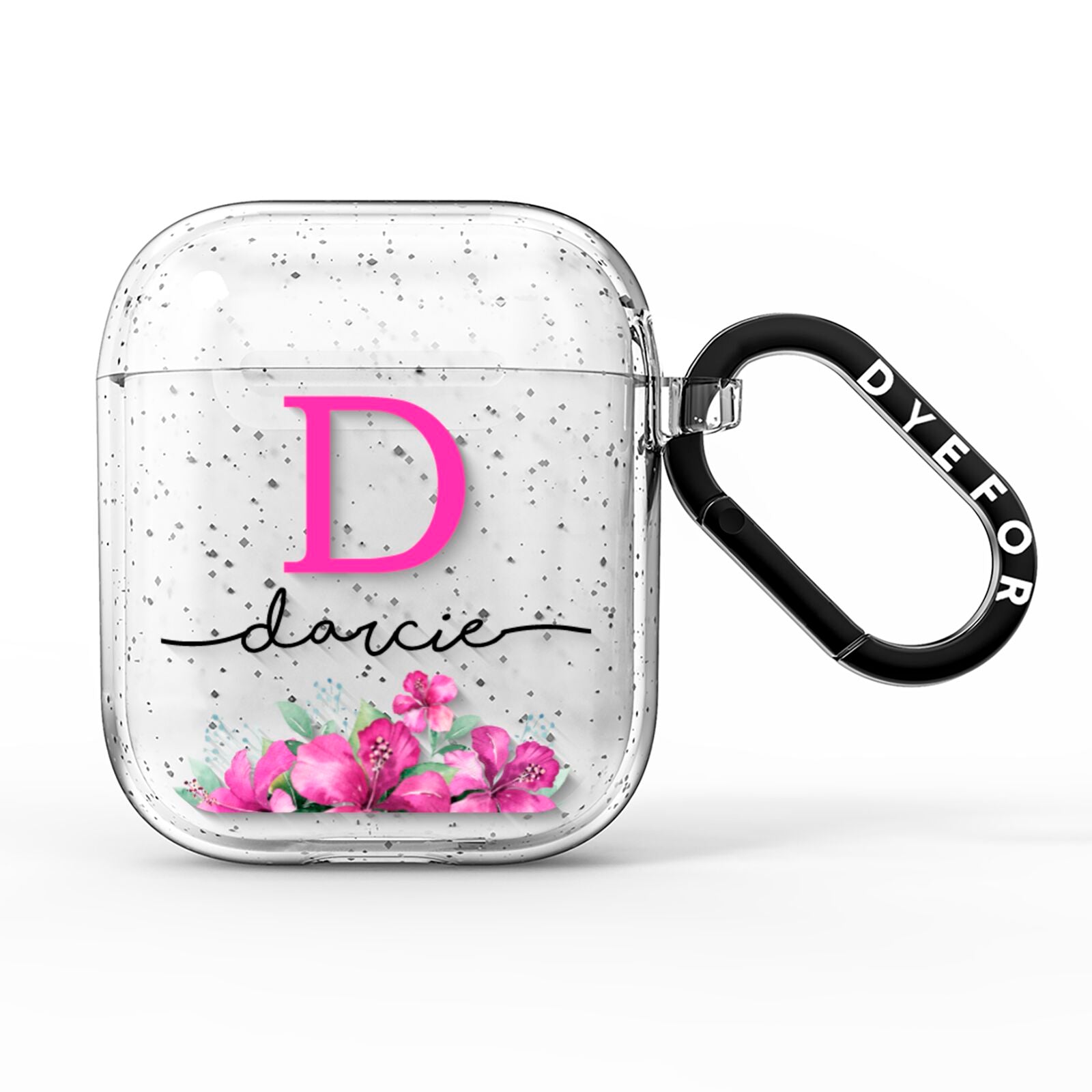 Personalised Pink Lilies AirPods Glitter Case