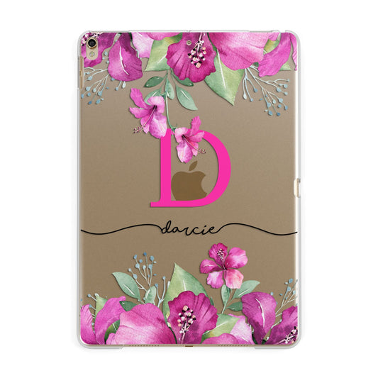 Personalised Pink Lilies Apple iPad Gold Case
