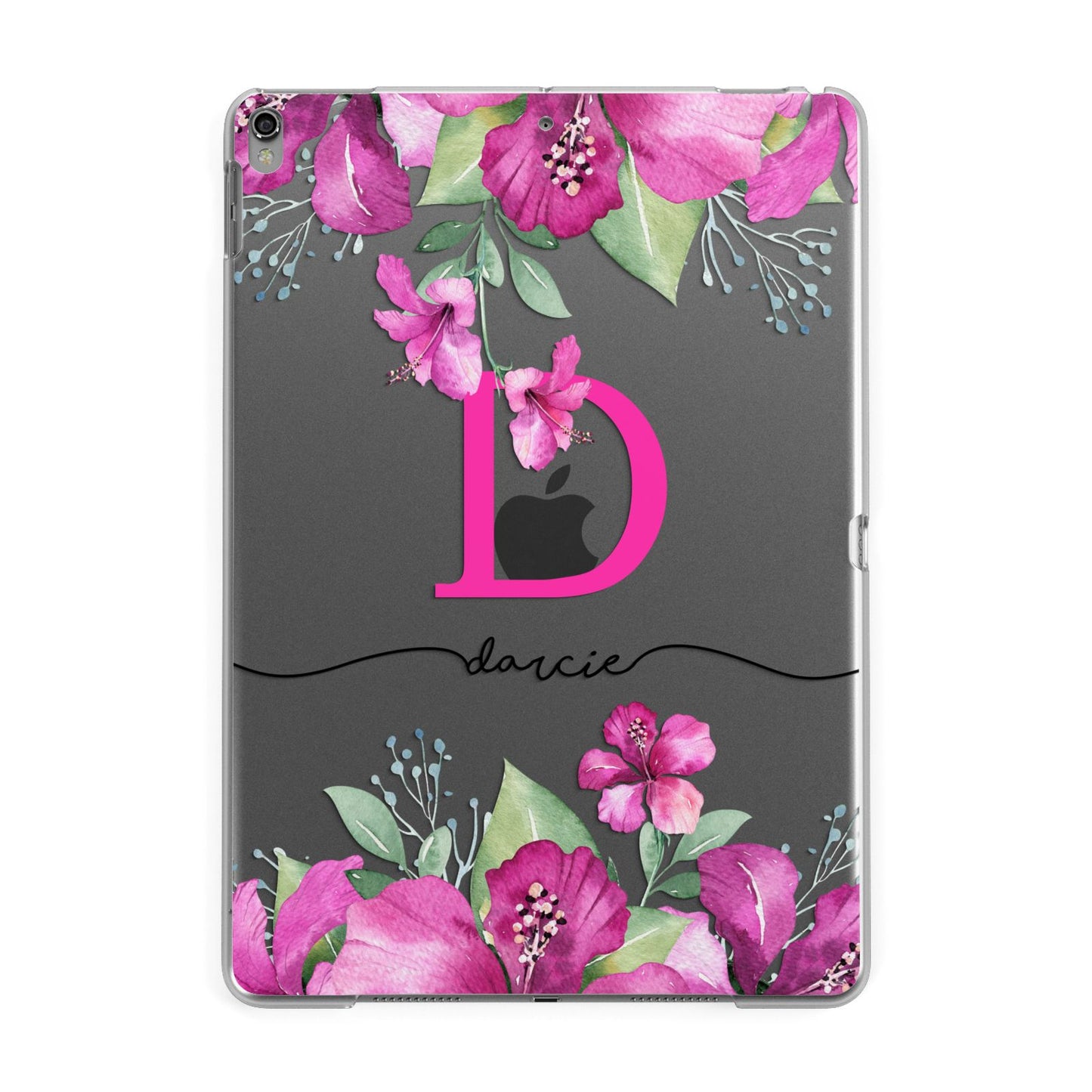 Personalised Pink Lilies Apple iPad Grey Case