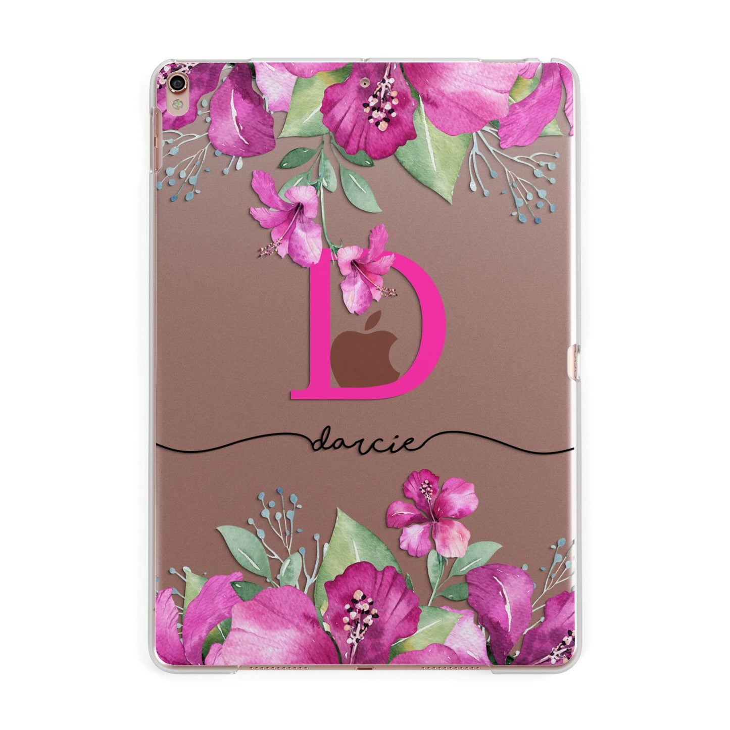 Personalised Pink Lilies Apple iPad Rose Gold Case