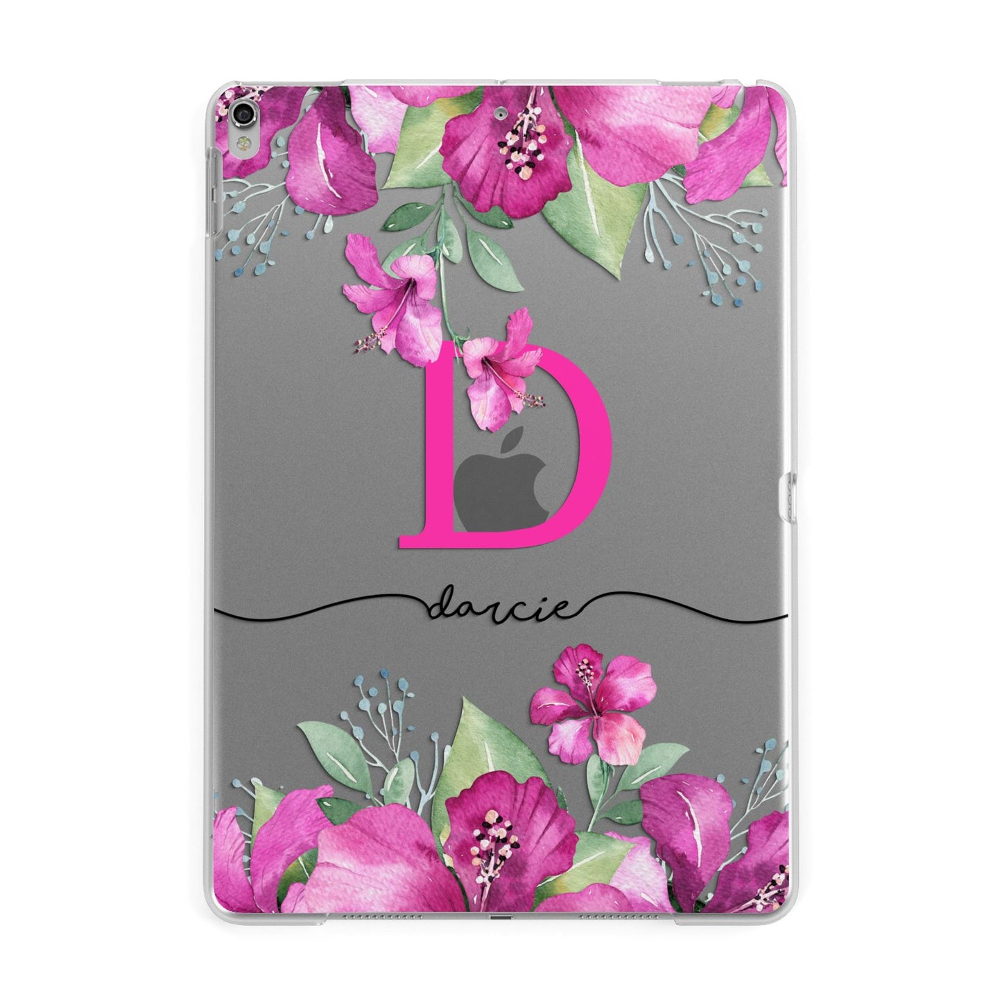 Personalised Pink Lilies Apple iPad Silver Case