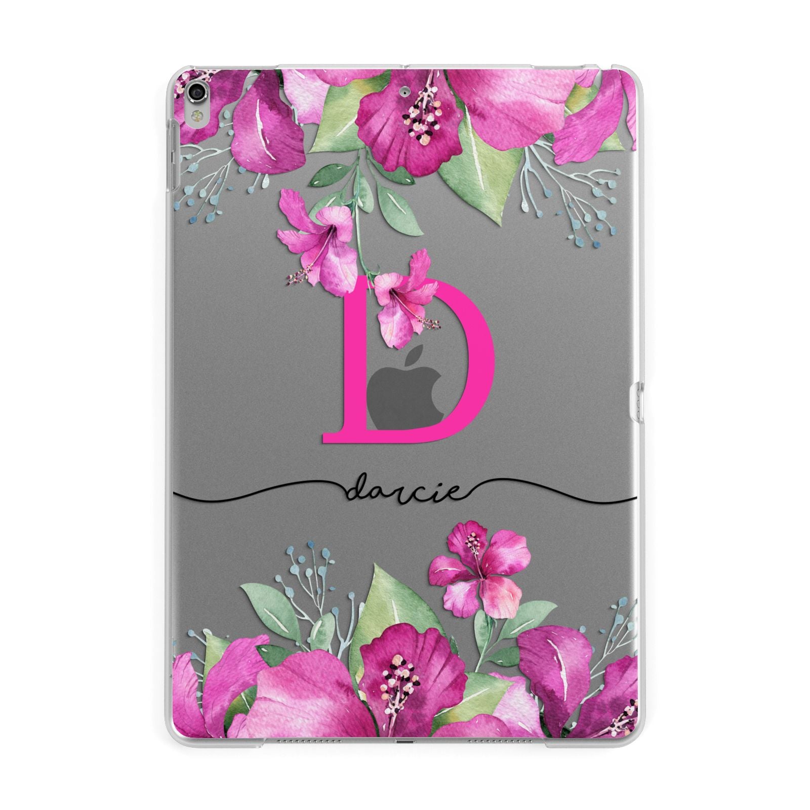 Personalised Pink Lilies Apple iPad Silver Case
