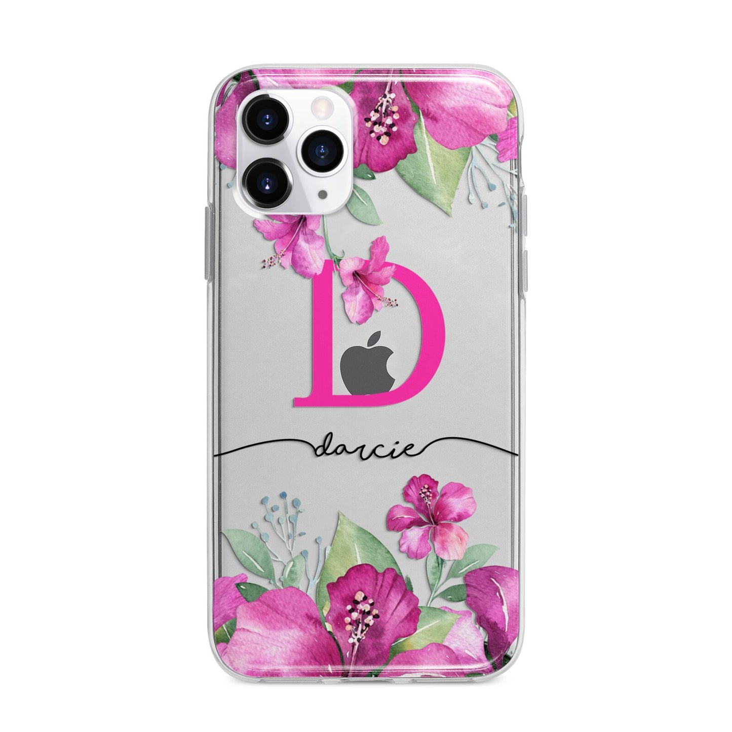 Personalised Pink Lilies Apple iPhone 11 Pro Max in Silver with Bumper Case