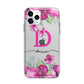 Personalised Pink Lilies Apple iPhone 11 Pro in Silver with Bumper Case
