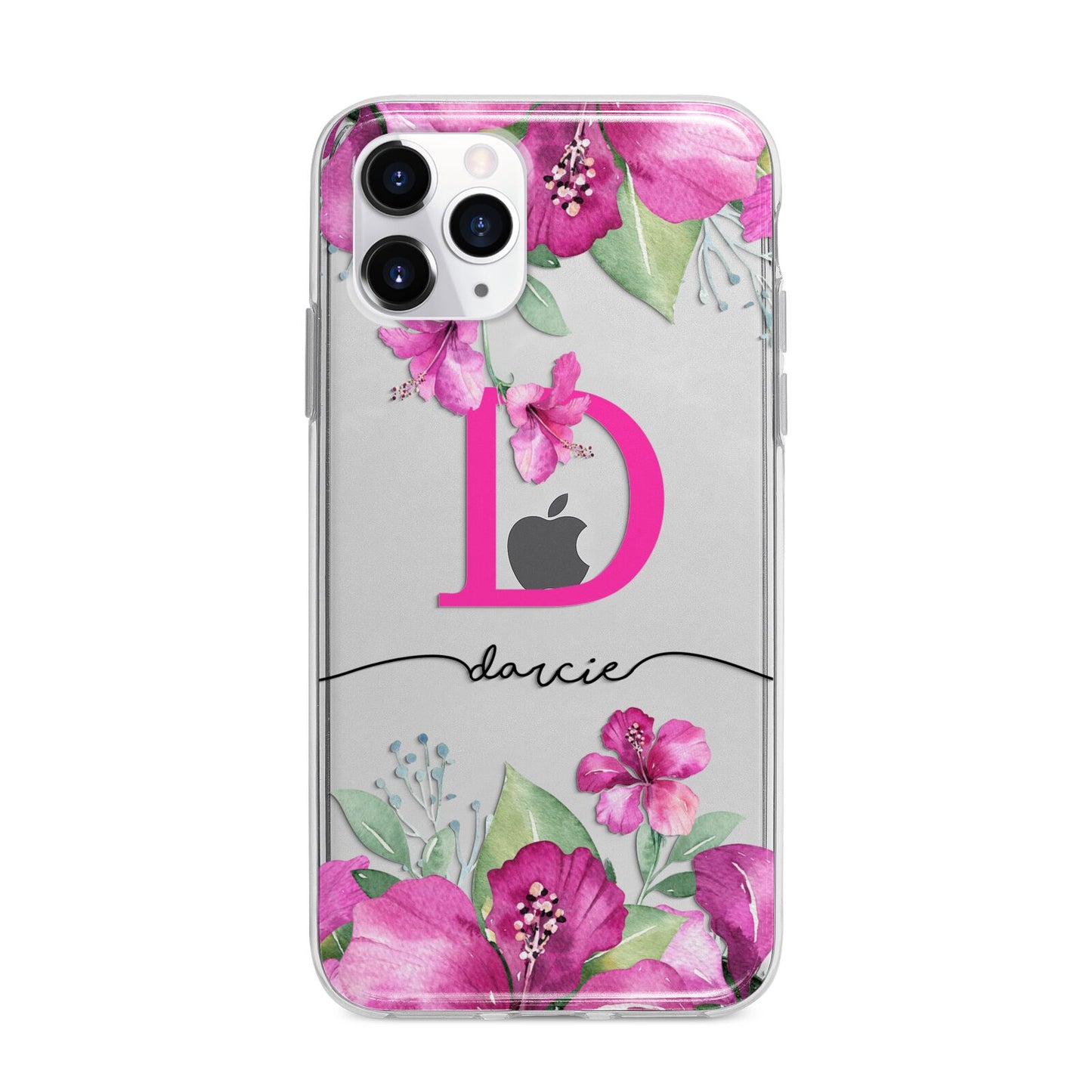 Personalised Pink Lilies Apple iPhone 11 Pro in Silver with Bumper Case