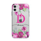 Personalised Pink Lilies Apple iPhone 11 in White with Bumper Case