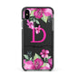 Personalised Pink Lilies Apple iPhone Xs Max Impact Case Black Edge on Black Phone