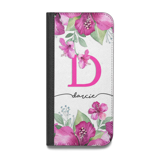 Personalised Pink Lilies Vegan Leather Flip Samsung Case