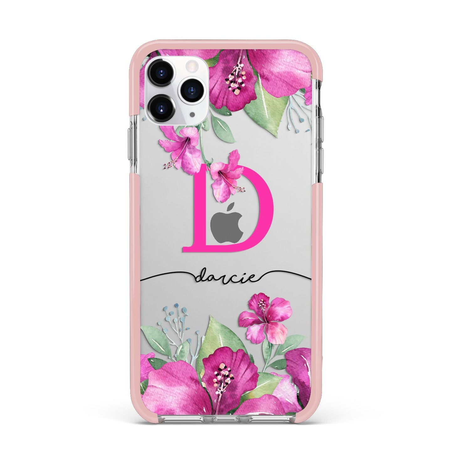Personalised Pink Lilies iPhone 11 Pro Max Impact Pink Edge Case
