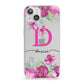 Personalised Pink Lilies iPhone 13 Clear Bumper Case