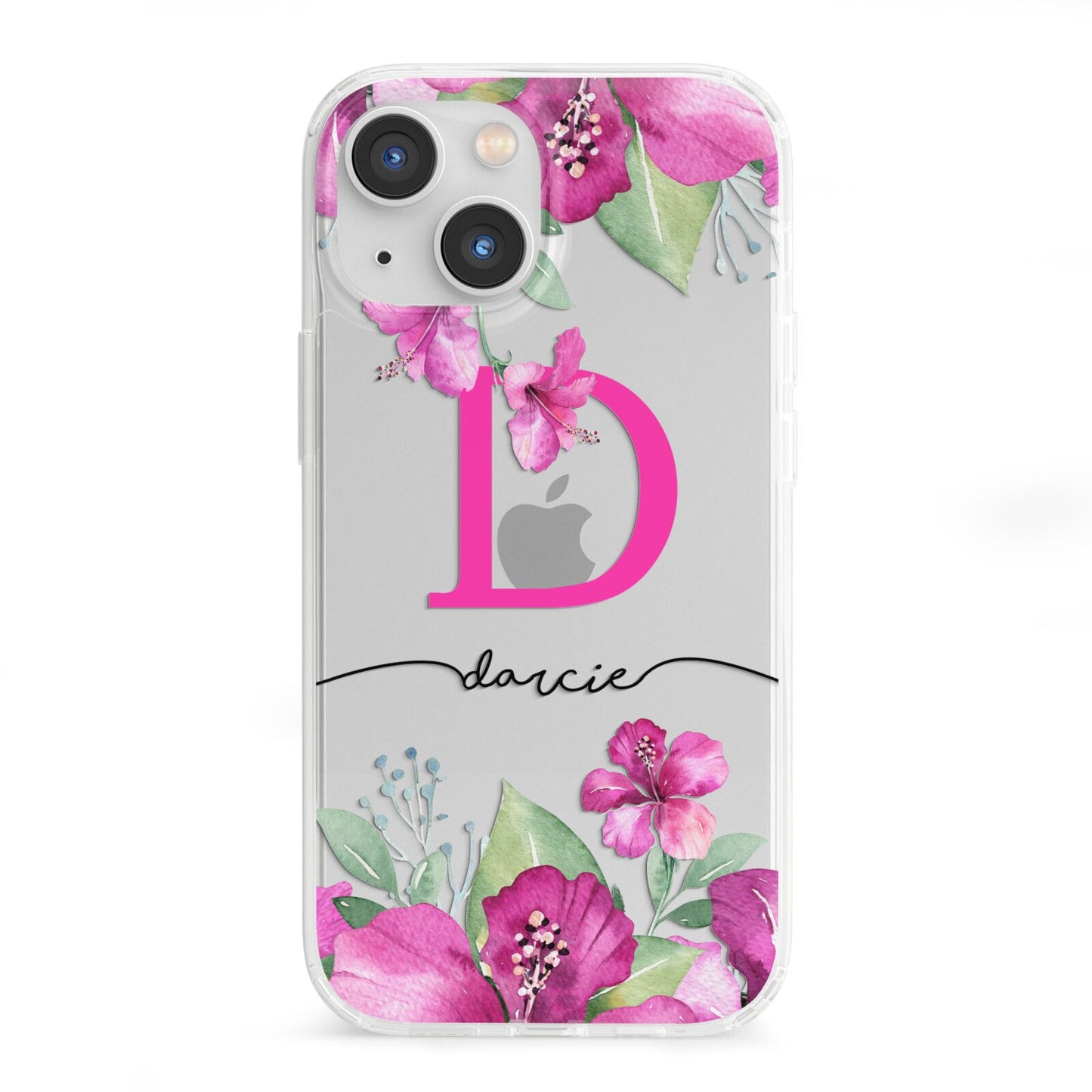 Personalised Pink Lilies iPhone 13 Mini Clear Bumper Case