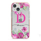 Personalised Pink Lilies iPhone 13 Mini TPU Impact Case with Pink Edges