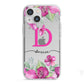 Personalised Pink Lilies iPhone 13 Mini TPU Impact Case with White Edges