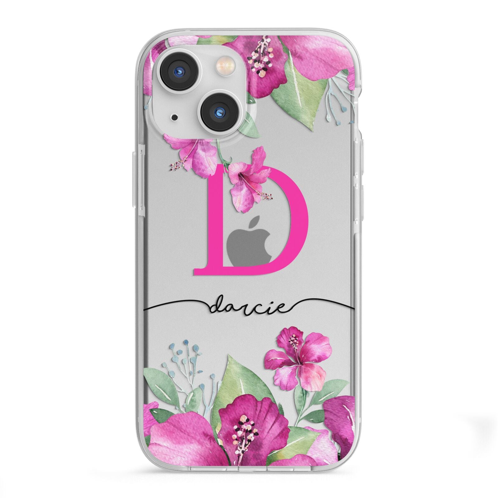 Personalised Pink Lilies iPhone 13 Mini TPU Impact Case with White Edges