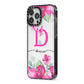 Personalised Pink Lilies iPhone 13 Pro Max Black Impact Case Side Angle on Silver phone