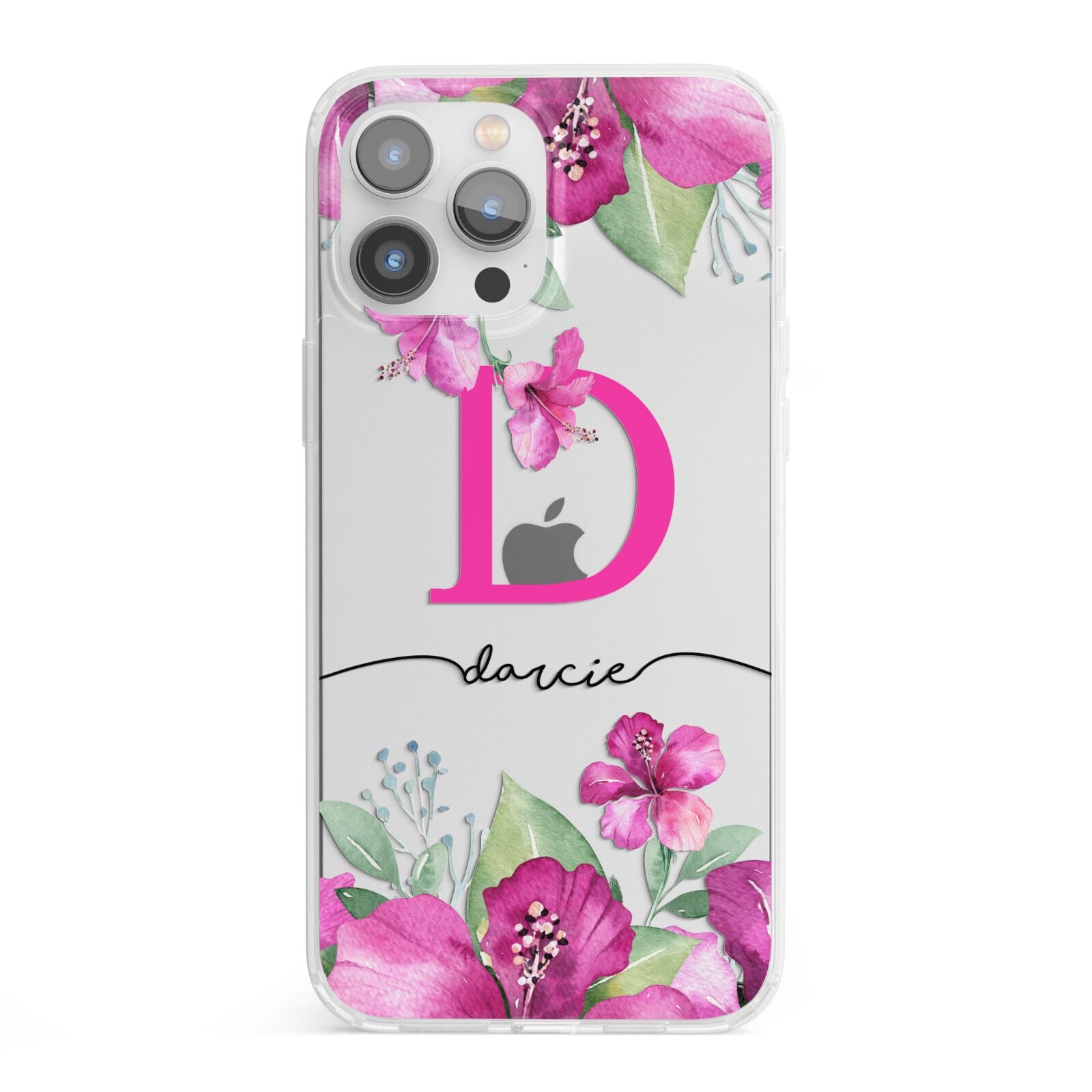 Personalised Pink Lilies iPhone 13 Pro Max Clear Bumper Case