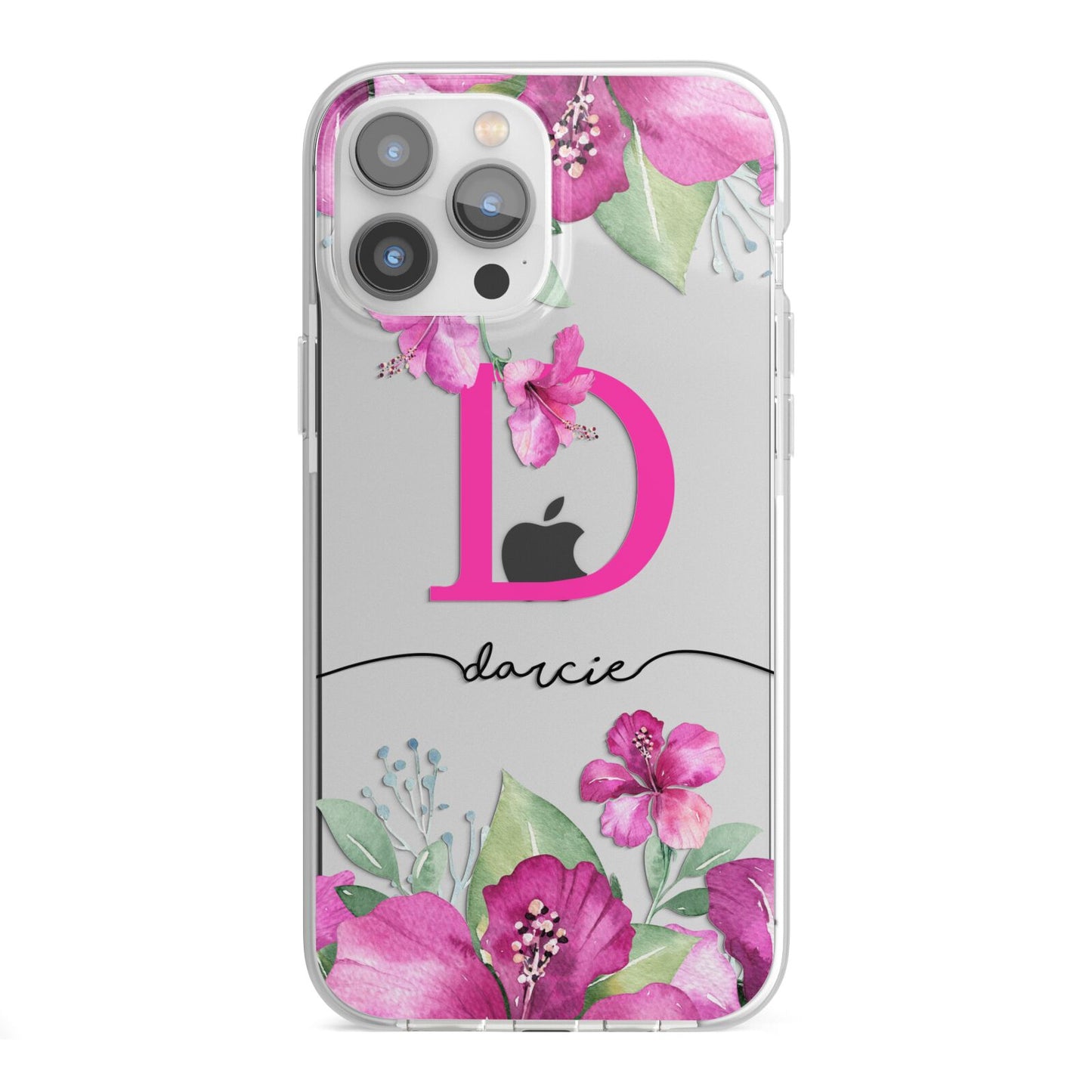 Personalised Pink Lilies iPhone 13 Pro Max TPU Impact Case with White Edges