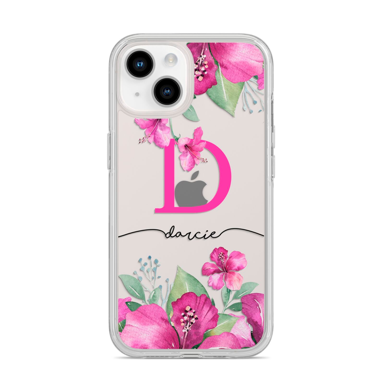 Personalised Pink Lilies iPhone 14 Clear Tough Case Starlight
