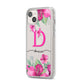 Personalised Pink Lilies iPhone 14 Plus Clear Tough Case Starlight Angled Image
