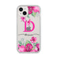 Personalised Pink Lilies iPhone 14 Plus Clear Tough Case Starlight