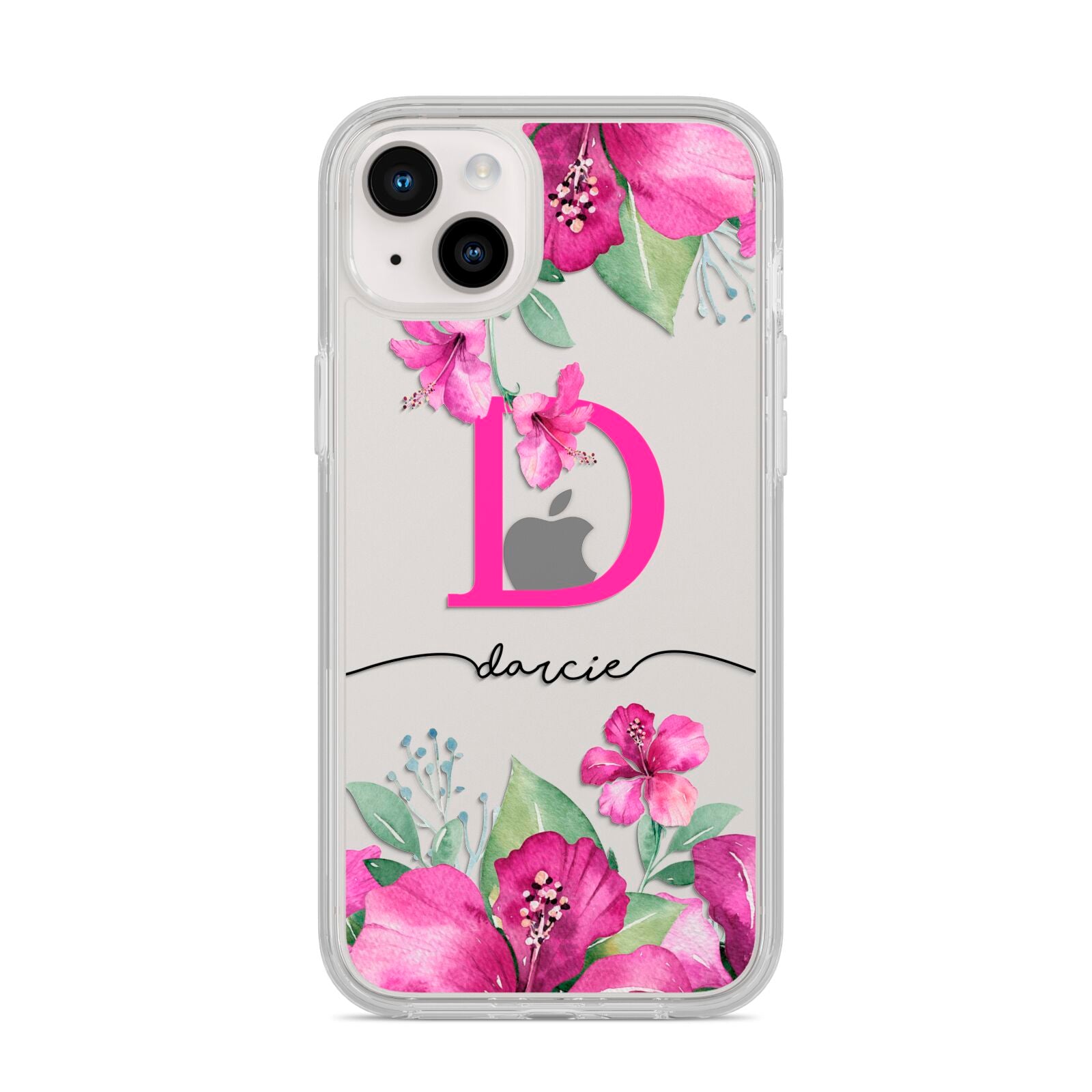 Personalised Pink Lilies iPhone 14 Plus Clear Tough Case Starlight
