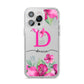 Personalised Pink Lilies iPhone 14 Pro Max Clear Tough Case Silver