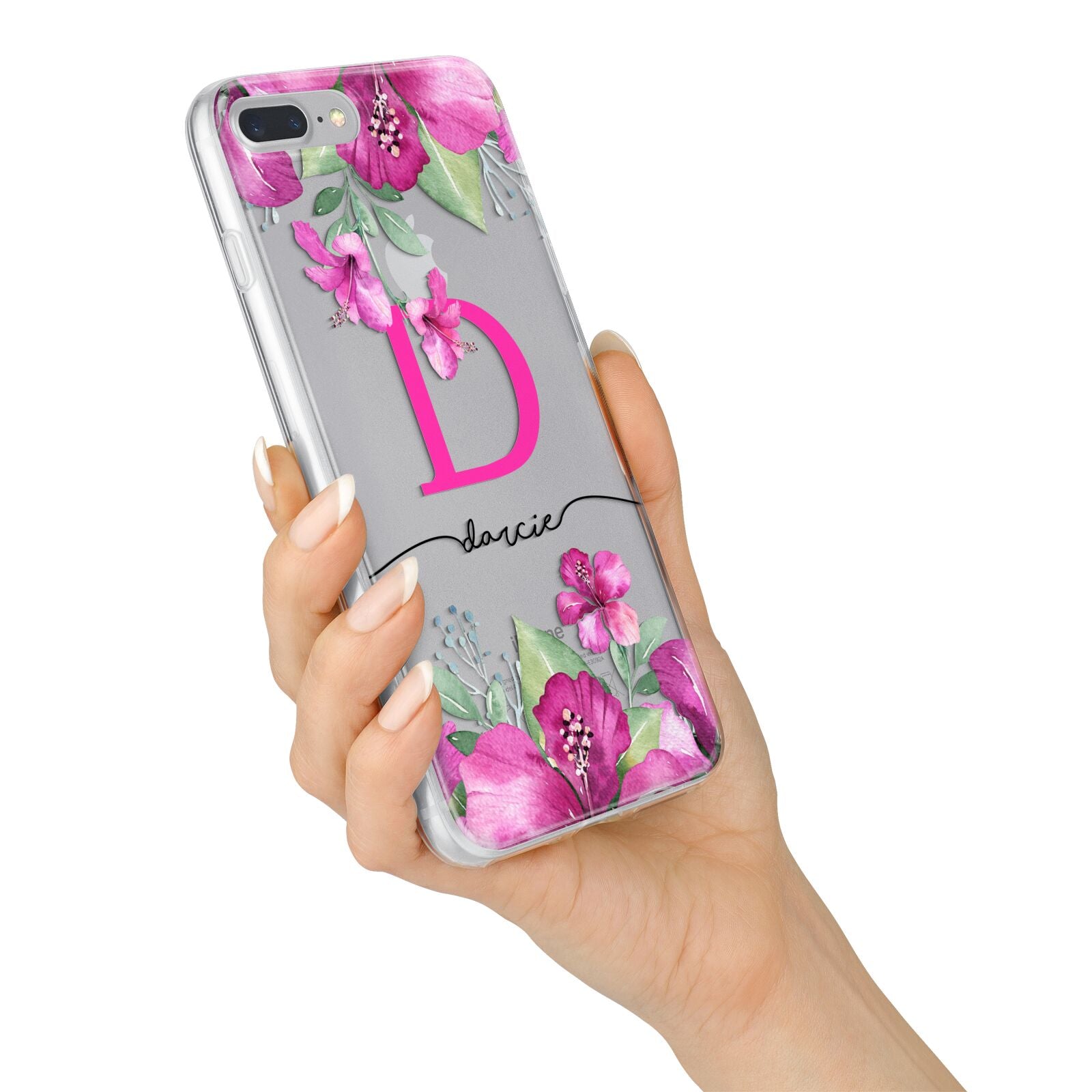 Personalised Pink Lilies iPhone 7 Plus Bumper Case on Silver iPhone Alternative Image