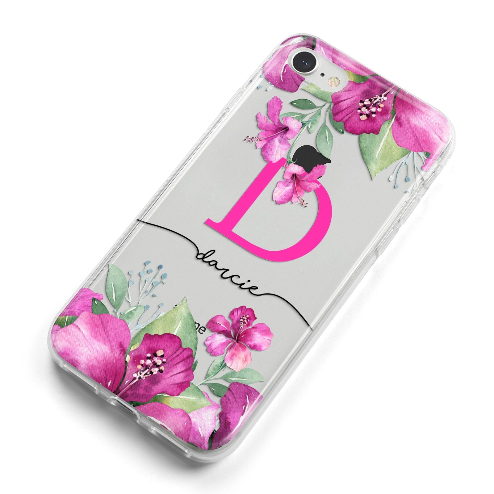 Personalised Pink Lilies iPhone 8 Bumper Case on Silver iPhone Alternative Image