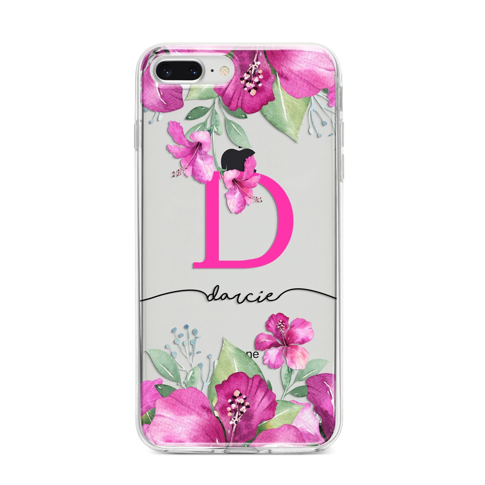Personalised Pink Lilies iPhone 8 Plus Bumper Case on Silver iPhone