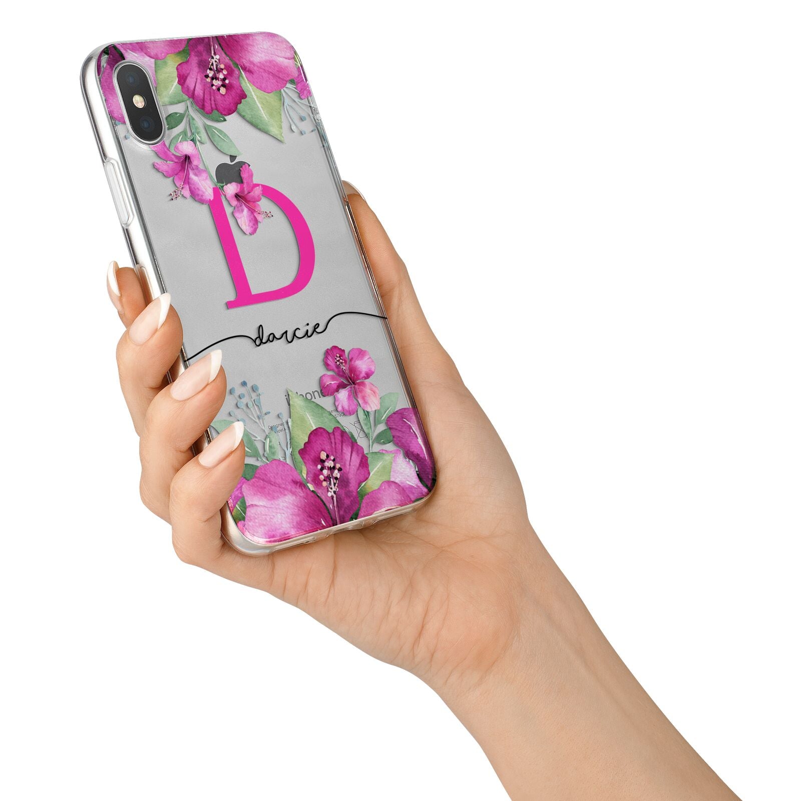Personalised Pink Lilies iPhone X Bumper Case on Silver iPhone Alternative Image 2