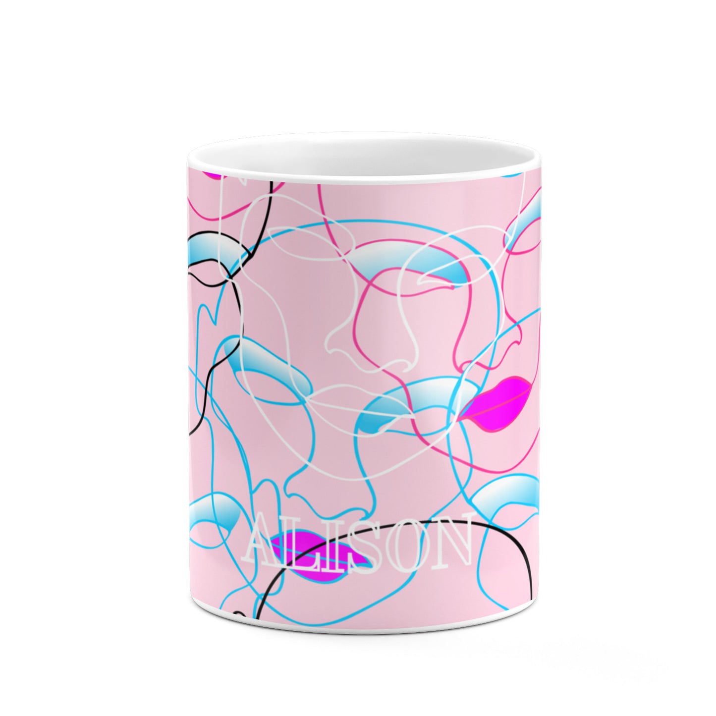 Personalised Pink Line Art 10oz Mug Alternative Image 7