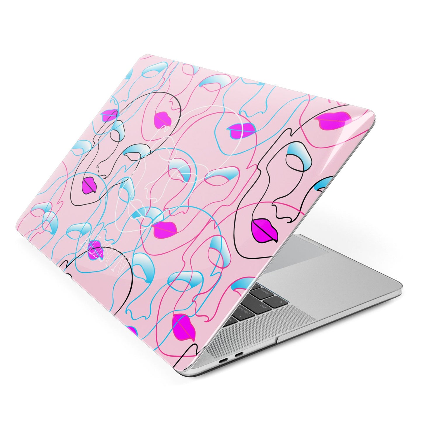 Personalised Pink Line Art Apple MacBook Case Side View