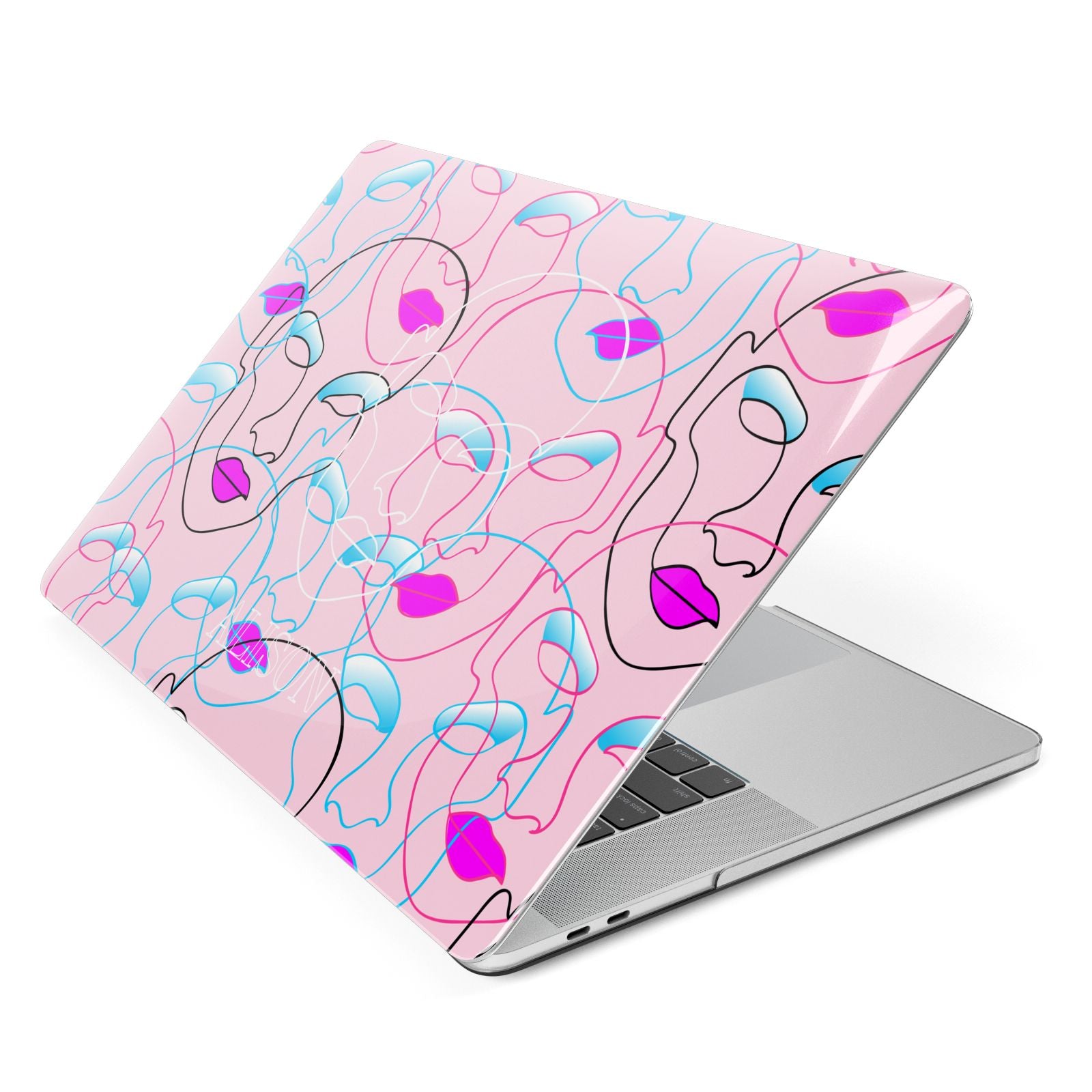Personalised Pink Line Art Apple MacBook Case Side View