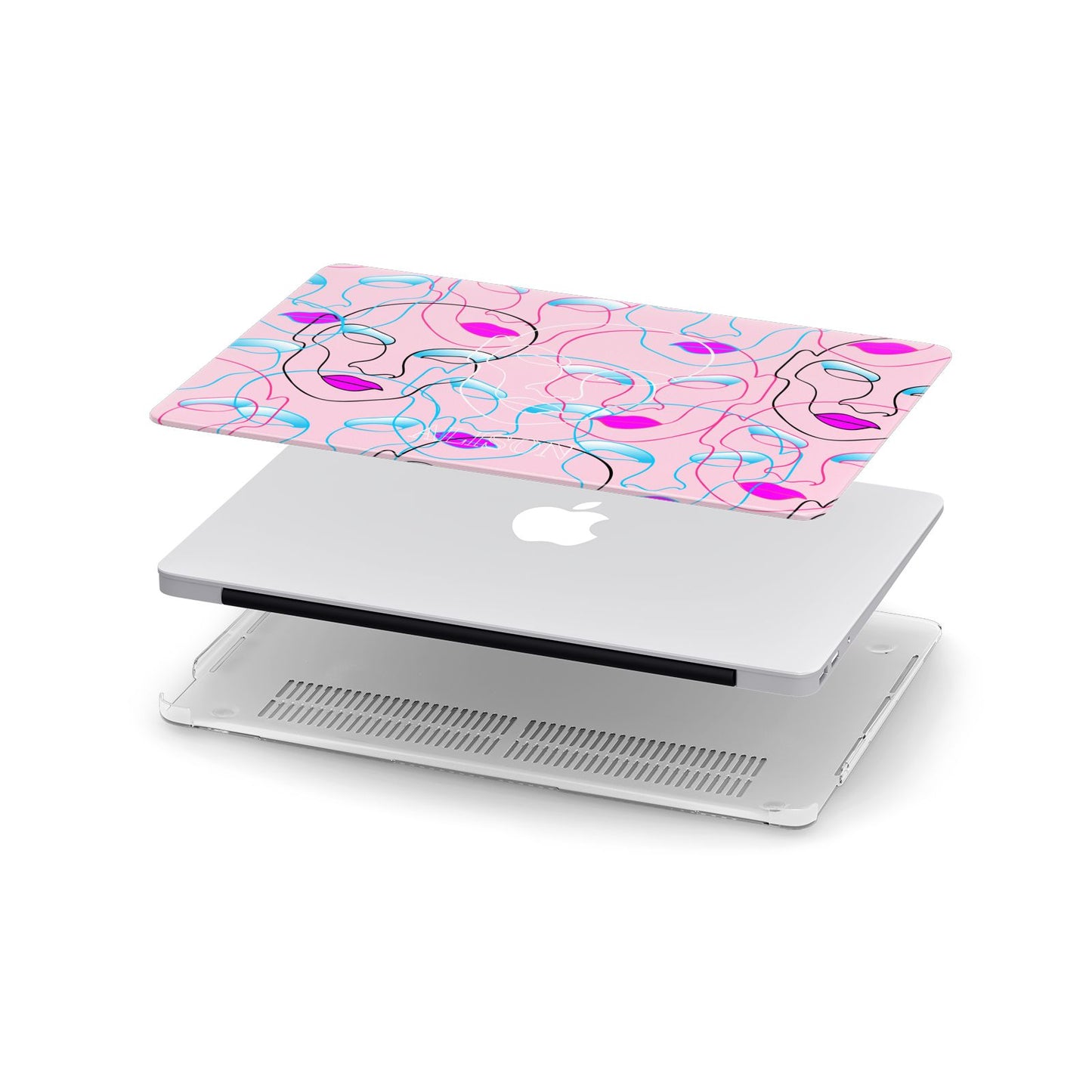 Personalised Pink Line Art Apple MacBook Case in Detail