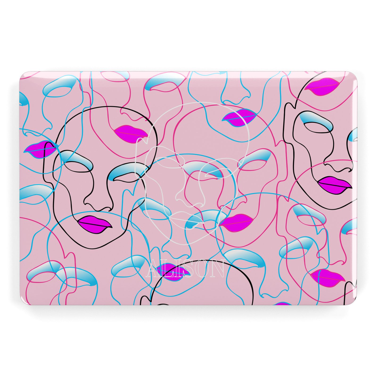 Personalised Pink Line Art Apple MacBook Case